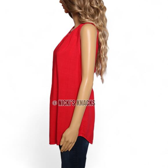 Universal Thread Red Sleeveless Split Neck Soft Rayon Blouse Top Size L - Picture 4 of 9